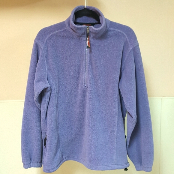 M 90'S VINTAGE LL BEAN 1/4 ZIP LAVENDER FLEECE PULLOVER W/ POCKETS &WAIST SINCH - Picture 2 of 9